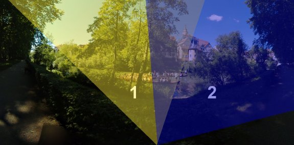single photos for panoramic photo with ghost images