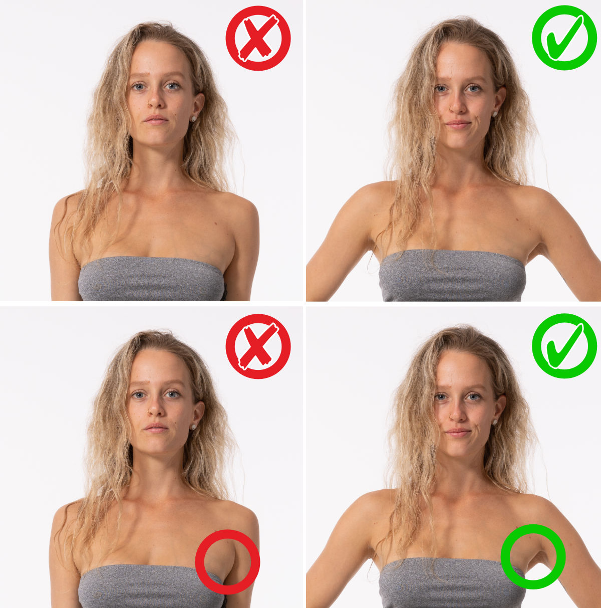 Posing error: area appearing between upper body and arms