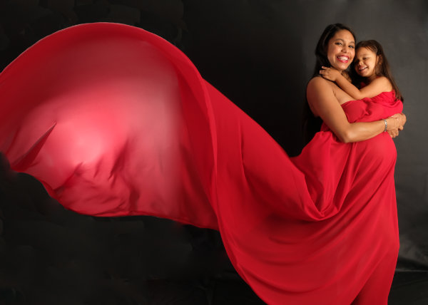 A pregnancy shoot needs a lot of space with fine clothes, a photo studio is ideal for this.