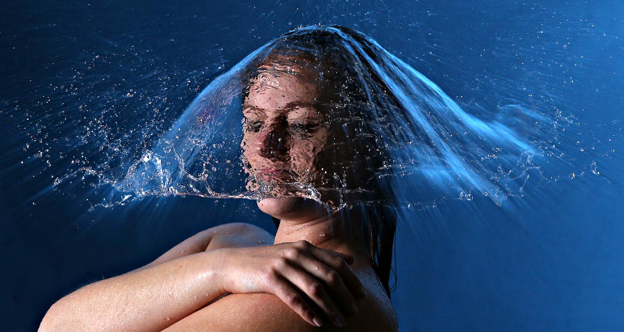 Wedding curtain of water over high-speed photography